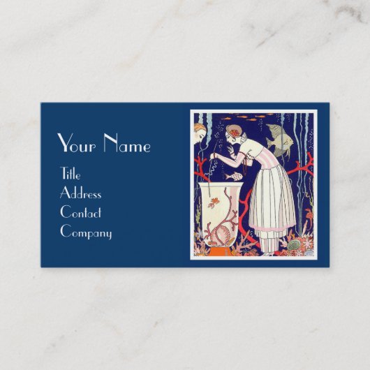 小さな素晴らし魚、デコ美しいファッションモノグラム 名刺 (正面)