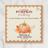 小さな素朴かぼちゃかわいい秋赤ちゃんシャワー フェイバータグ (裏面)