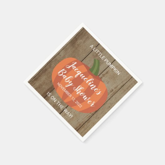 小さな素朴かぼちゃの方法で秋赤ちゃんシャワー スタンダードカクテルナプキン (角)