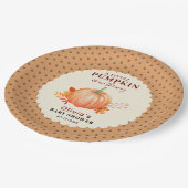 小さな素朴かぼちゃの秋の赤ちゃんシャワー ペーパープレート (アングル)