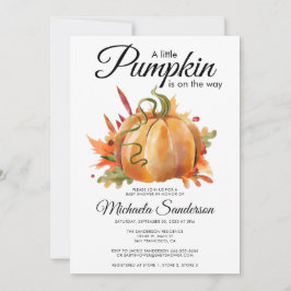 小さな素朴かぼちゃの秋ベビーシャワー 招待状