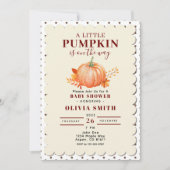 小さな素朴かぼちゃの秋赤ちゃんシャワードット 招待状 (正面)