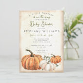 小さな素朴かぼちゃの赤ちゃんシャワー招待状 招待状 (スタンド正面)
