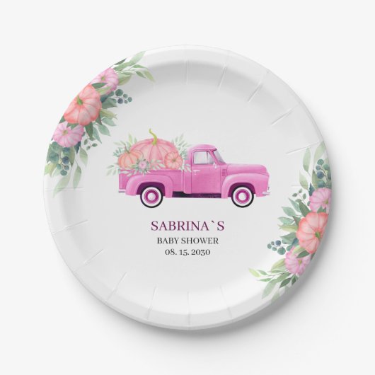 小さな素朴かぼちゃの赤ちゃんシャワー紙プレート ペーパープレート (正面)