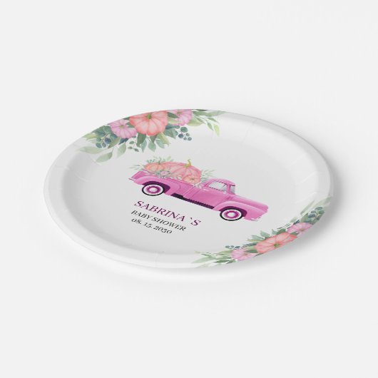 小さな素朴かぼちゃの赤ちゃんシャワー紙プレート ペーパープレート (アングル)