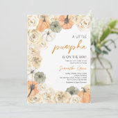 小さな素朴かぼちゃの赤ちゃんシャワー 招待状 (スタンド正面)