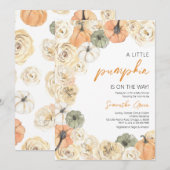 小さな素朴かぼちゃの赤ちゃんシャワー 招待状 (正面/裏面)