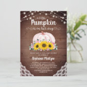 小さな素朴かぼちゃひまわりライト赤ちゃんシャワー 招待状 (スタンド正面)