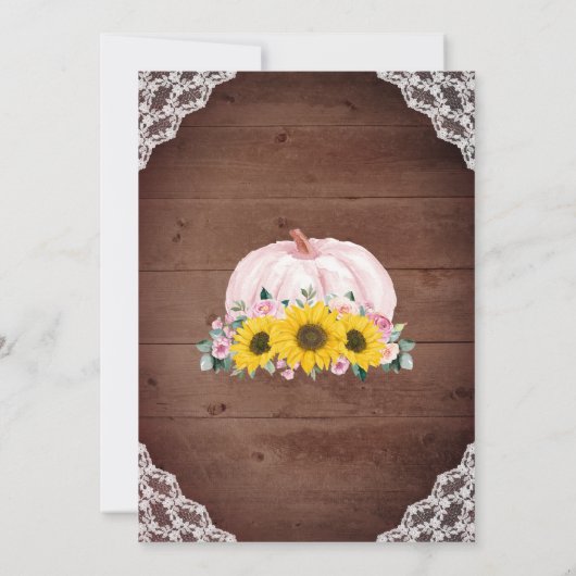 小さな素朴かぼちゃひまわりライト赤ちゃんシャワー 招待状 (裏面)