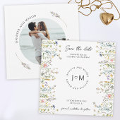 小さな素朴な花の山花日付写真を保存 招待状