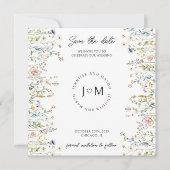 小さな素朴な花の山花日付写真を保存 招待状 (正面)