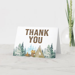 小さな素朴キャンパーの赤ちゃんシャワー サンキューカード