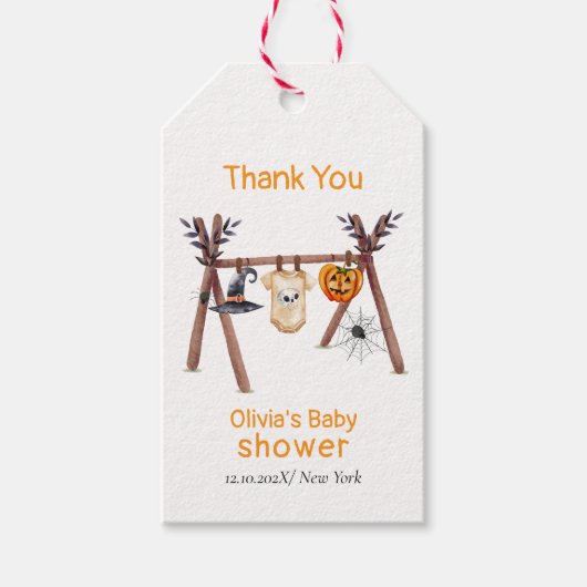 小さな素朴ブハロウィーン服ベビースシャワー ギフトタグ (正面)