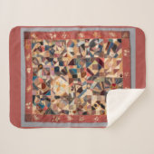 小さな素朴ヴィンテージ熱狂するパッチワークキルト シェルパブランケット (正面(横))