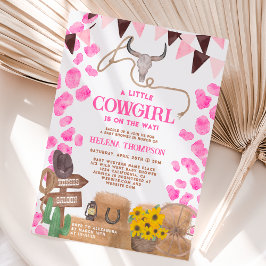 小さな素朴女性のカーボーイ西部の牛の赤ちゃんシャワー 招待状