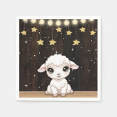 小さな素朴白い子羊の赤ちゃんシャワー スタンダードカクテルナプキン (正面)