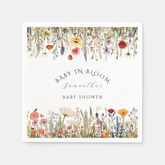 小さな素朴野草花の赤ちゃんシャワー スタンダードカクテルナプキン (正面)