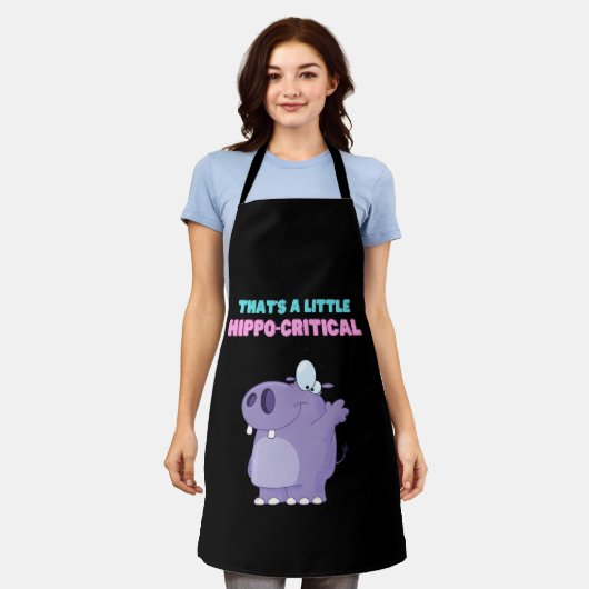 小さな紫のカバの危険なカバおもしろいの木 エプロン (着用した状態)