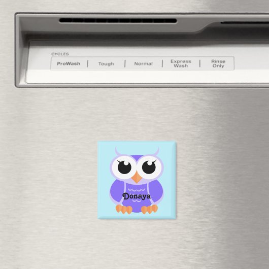 『小さな紫のフクロウ』 パーソナライズされた- マグネット (インサイチュ (食洗機))