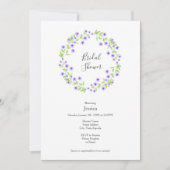 小さな紫の花の水彩画の花輪 招待状 (正面)