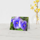 小さな紫色のパンジーのノートカード;すり付きパンジー カード (黄色い花)