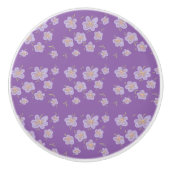 小さな紫色の花 セラミックノブ (正面)