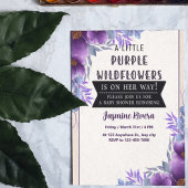 小さな紫色の野生の花の赤ちゃん女の子シャワー 招待状