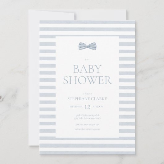 小さな紳士の水の色のボウタイ 招待状 (正面)