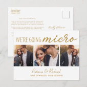 小さな結婚式のご報告 かわいい3枚の写真 ポストカード (正面/裏面)