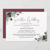 小さな結婚式のホリデー パープル ベリー ホリー 案内状 (正面/裏面)