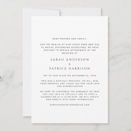 小さな結婚式の写真 案内状 (裏面)