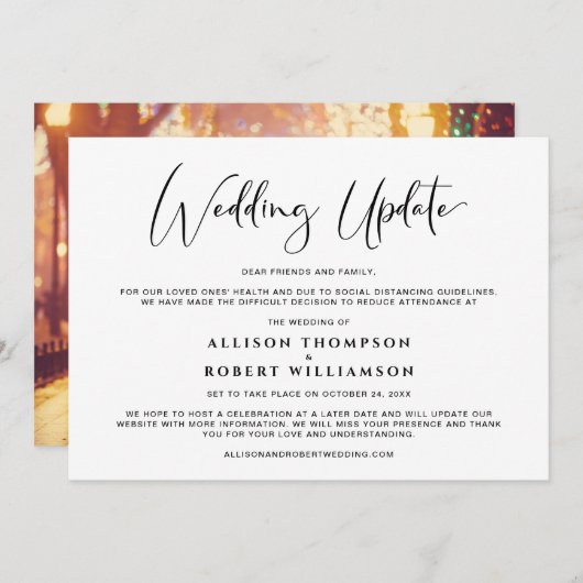 小さな結婚式の最新情報　計画変更の写真 案内状 (正面/裏面)