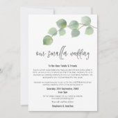 小さな結婚式 ダウンサイズ 現代のスクリプト ユーカリ 案内状 (正面)
