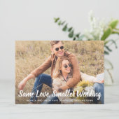 小さな結婚式 同じ愛 フォト クラシック ブルー 案内状 (スタンド正面)