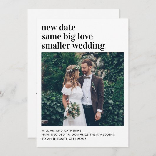 小さな結婚式 新しい日 同じ愛 縮小された写真 案内状 (正面/裏面)