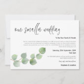 小さな結婚式 縮小 スクリプト エレガント ユーカリ 案内状 (正面)