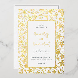 小さな結婚花 箔招待状