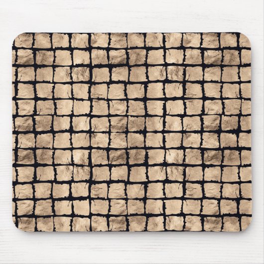 小さな絵を描正方形のバラ金ゴールドと黒 マウスパッド (正面)