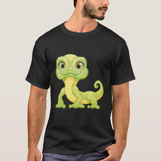 小さな緑のトカゲ イグアナ 爬虫類 Tシャツ (正面)