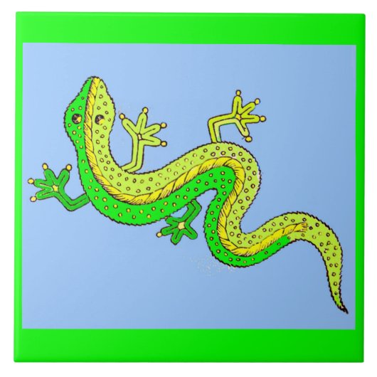 小さな緑のトカゲ タイル (正面)