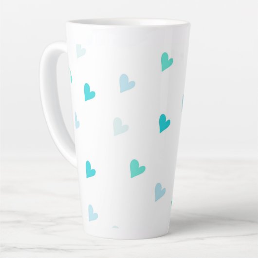 小さな緑のハート大きなラテマグ カフェラテマグ (左アングル)