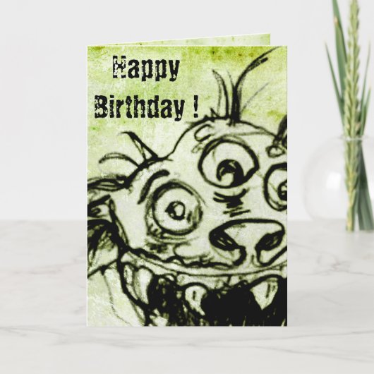 小さな緑のモンスタースケッチ カード (正面)