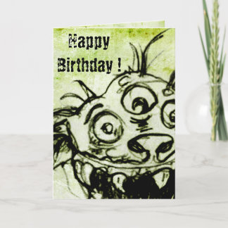 小さな緑のモンスタースケッチ カード