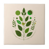 小さな緑の鳥と緑の葉鳥 タイル (正面)