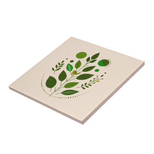 小さな緑の鳥と緑の葉鳥 タイル (側面)