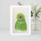 小さな緑の鳥のグリーティングカード サンキューカード (スタンド正面)