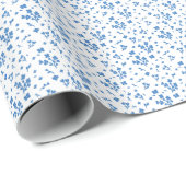 小さな繊細な青い花のギフト包装紙 ラッピングペーパー (ロールコーナー)