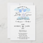 小さな羊が少年青の風船の上で高く飛んでいる 招待状 (正面)