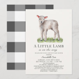 小さな羊のドライブバイ ベビーシャワー招待状 招待状