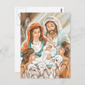 小さな羊飼いの少年たちのある降誕の絵 ポストカード (正面/裏面)